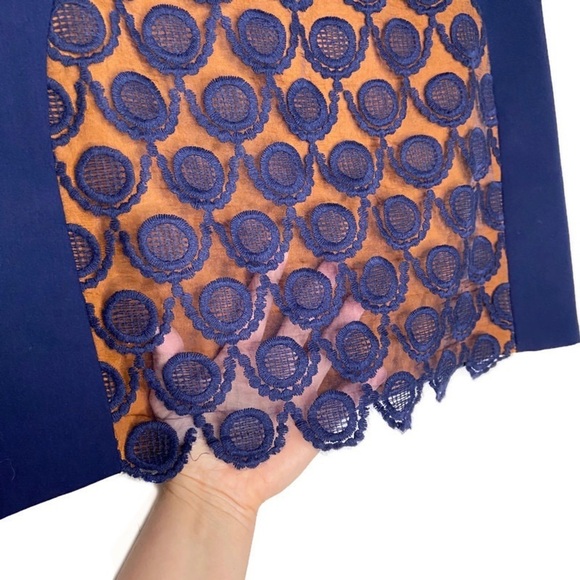 Vero Moda Blue and Orange Lace Overlay Micro Mini Skirt - Picture 2 of 8